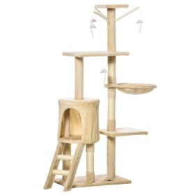 52 Cat Tree Tower Multi-Level Condo Plush Sturdy Activity Scratching Post Beige