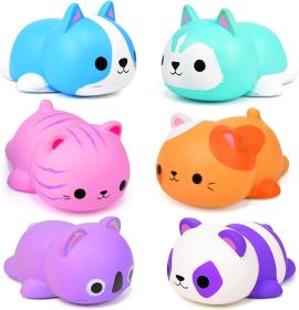 Cat Squishies Stress Balls for Adults Kids: 6PCS Jumbo Animal Squishies Slow Rising Fidget Sensory Toys Classroom Prizes Party Favors Valentines