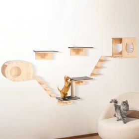 VEVOR Wall Mounted Cat Shelves, Cat Wall Shelves and Perches with Jumping Boards, Cat Beds, Hammocks & Cat Tree