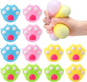 12 Pcs Cat Paw Stress Fidget Toys Cute Kawaii Stress Ball Relief Fidget Squeeze Sensory Toys for Birthday Party Favors Christmas Stocking Goodie