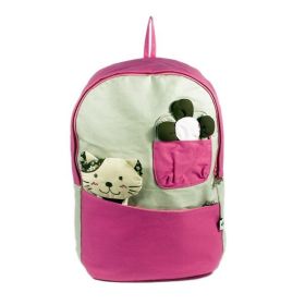 [Cat & Flowers] 100% Cotton Fabric Art School Backpack / Outdoor Backpack