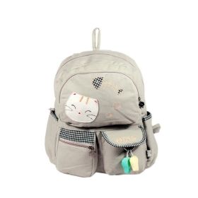 [Cat & Fish] 100% Cotton Fabric Art School Backpack / Outdoor Backpack