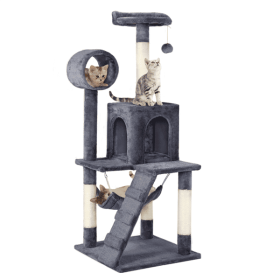 51'' Multilevel Cat Tree with Condo, Dark Gray
