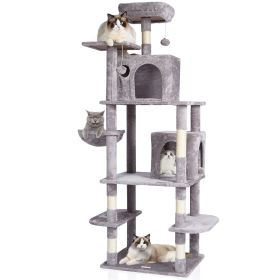 VEVOR Cat Tree for Indoor Cats, 68.5" Cat Tower with 2 Cat Condos, Sisal Scratching Post, Hammock, Top Perch, Jumping Platforms
