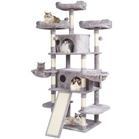 VEVOR Cat Tree for Indoor Cats, 68.5" Cat Tower with 2 Cat Condos, Sisal Scratching Post, Hammocks, Top Perches, Jumping Platforms and Ramp