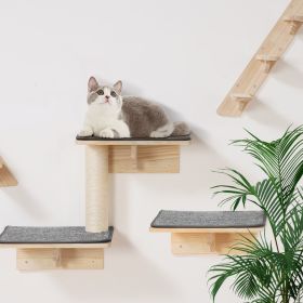 Wall Mounted Cat Shelves Tree With Jumping Boards Nests Hammock Set Of 9 (Option: Natural)