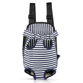 Dog Carrier Backpack Legs Out Front Pet Backpack Carrier Travel Bag Adjustable Shoulder Straps for Hiking Camping Shopping Biking (Option: PetCarryBagStripM)
