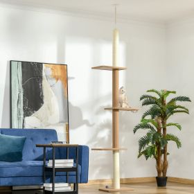 Floor-to-Ceiling Cat Tree Cat Climbing Tower with Sisal-Covered Scratching Posts Natural Cat Tree Activity Center for kittens Cat tower furniture (Option: Brown-580x290x280 mm)