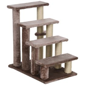 4 Levels Cat Steps with Scratching Posts for High Bed, Sofa, Brown (Option: Brown-640x410x130 mm)