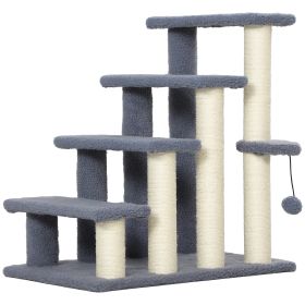 4 Levels Cat Steps with Scratching Posts for High Bed, Sofa, Gray (Option: Gray-640x410x130 mm)