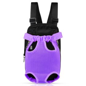 Dog Carrier Backpack Legs Out Front Pet Backpack Carrier Travel Bag Adjustable Shoulder Straps for Hiking Camping Shopping Biking (Option: PetCarryBagPurpleL)