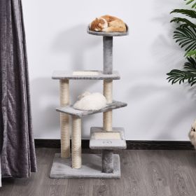 25" 4-Step Multi-Level Carpeted Cat Scratching Post Pet Stairs (Option: Beige, Grey-520x180x520 mm)