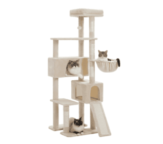 Cat Tree Tower, 65-inch Large Cat Tree, With Hammocks And Scratch Columns, A Comfortable And Fun Cat Jumping Platform Space (Option: Beige)