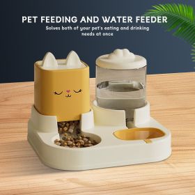 Super Cute Appearance Pet Feeding And Drinking Device, Cleverly Designed With Dry And Wet Separation, Automatic Water Addition, Universal For Cat (Option: Yellow)