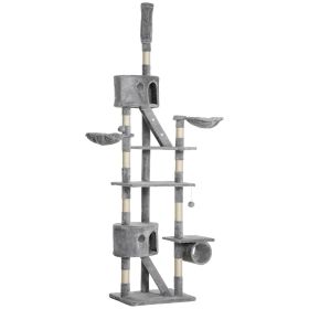 Floor to Ceiling Cat Tree, 94.5-102.5 inch Height Adjustable Cat Climbing Tower with Scratching Posts, Condos, Hammocks (Option: Light Gray-620x470x330 mm)
