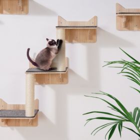 Wall Mounted Cat Shelves Tree With Jumping Boards Nest Furniture Set Of 5 (Option: Natural)