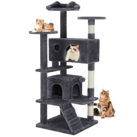 Large Cat Tree Tower, 62-70-80 Cat Tree  Large Cats, Multi Level With Scratching Post, Cozy Cat Jumping Platform Space, Grey (Option: 62)