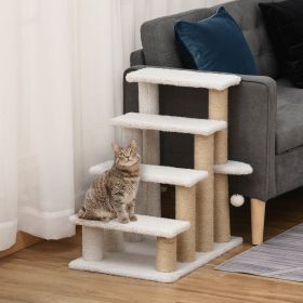 4 Levels Cat Steps with Scratching Posts for High Bed (Option: White-640x410x130 mm)