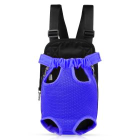 Dog Carrier Backpack Legs Out Front Pet Backpack Carrier Travel Bag Adjustable Shoulder Straps for Hiking Camping Shopping Biking (Option: PetCarryBagBlueL)