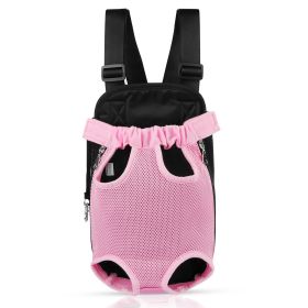 Dog Carrier Backpack Legs Out Front Pet Backpack Carrier Travel Bag Adjustable Shoulder Straps for Hiking Camping Shopping Biking (Option: PetCarryBagPinkL)