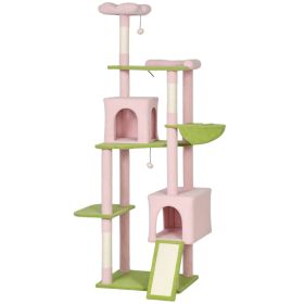 74" Flower Cat Tree, Large Cat Tower with Scratching Post & Board for Indoor Cats, Pink (Option: Pink-500x280x620 mm)