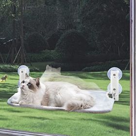 Cordless Folding Cat Window Perch; Cat Hammock for Window and Wall; with 4 Suction Cups; 2 mattresses; Sturdy Setal Frame for Glass Windows and I (size: medium)