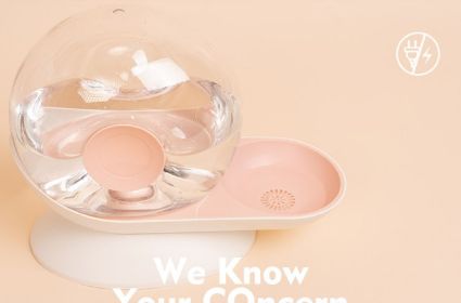 Snail-Shaped Pet Cat Automatic Flow Water Feeder Water Fountain Dispenser for Cats Dogs Small Animals, Capacity: 2.8L (99oz) (Color: Pink)