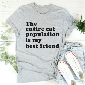 The Entire Cat Population Is My Best Friend T-Shirt (Color: Athletic Heather, size: M)