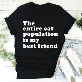 The Entire Cat Population Is My Best Friend T-Shirt (Color: Black Heather, size: S)