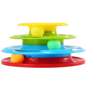 Cat Track Tower Toys 4-Layer Ball Track Interactive Cat Toys Electric Rotate Butterfly Birds (Option: CatToyRoundColor)