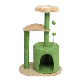 33in Cat Tree, Multi-level Cat Tower With Cat Scratching Post With Curved Perch, Cozy Cat Condo, Padded Top Bed For Kittens And Indoor Cats, Beig (Option: 1pc)